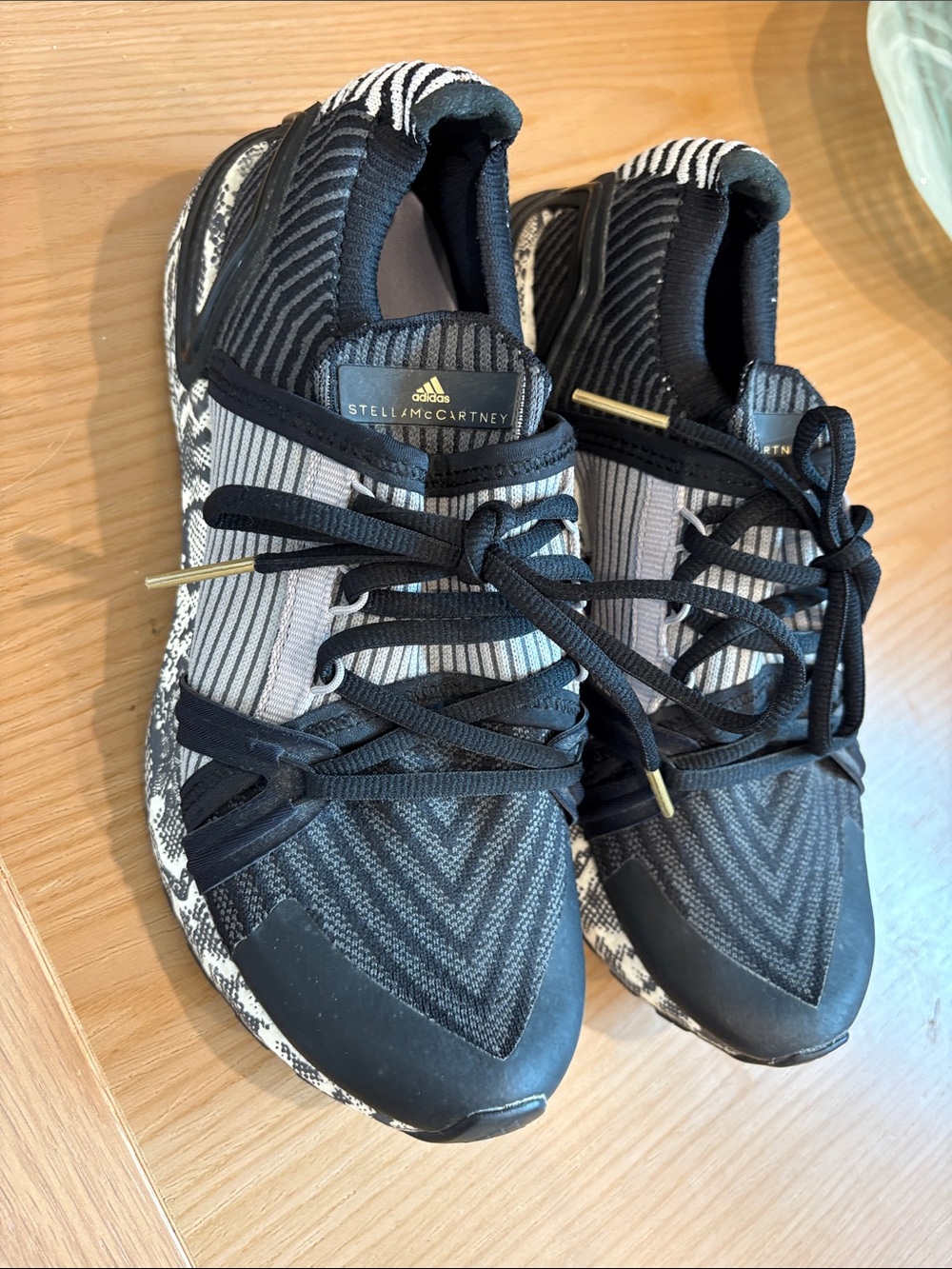 Adidas by Stella McCartney Black & White Knit Running Sneakers